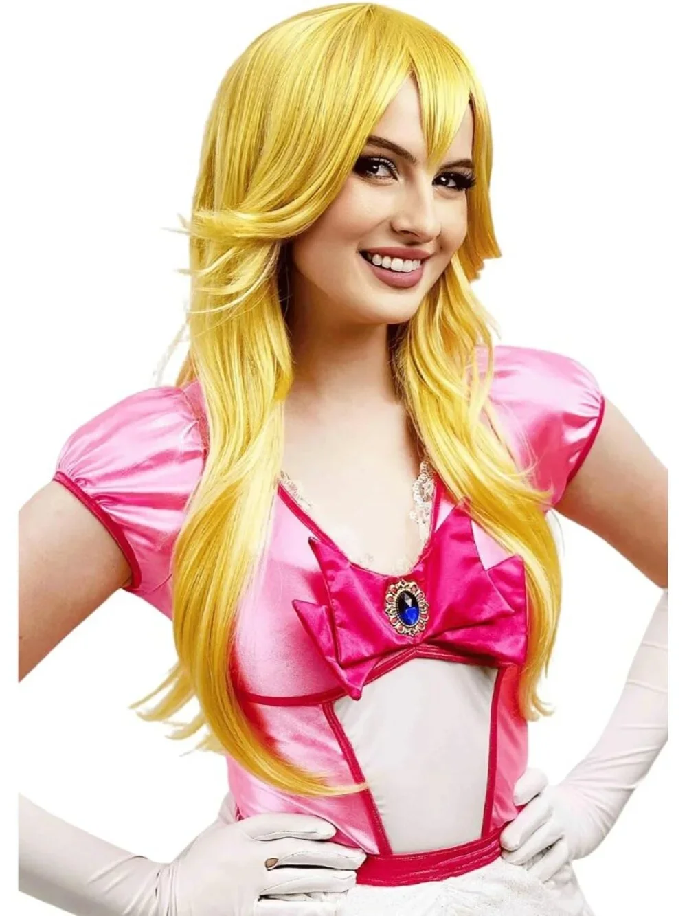 Women's Yellow Blonde 10 Inch Heat Resistant Realistic Disco Long Curly Hair Wig